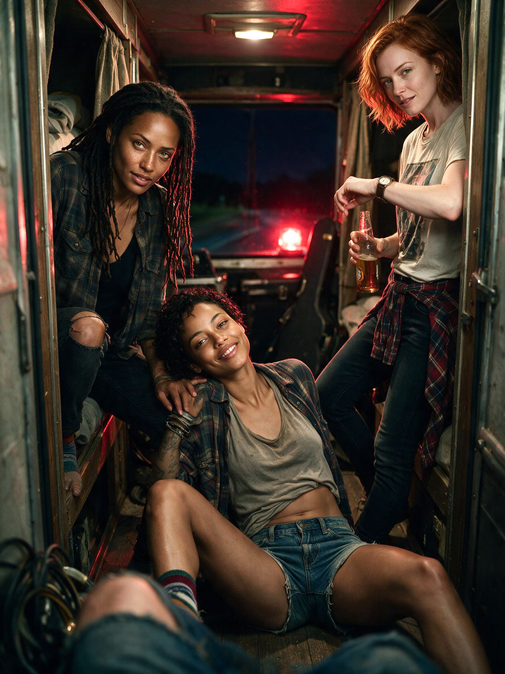 The Tour Bus — Joni, Margot & Dru, Broken Down at Midnight scene cover